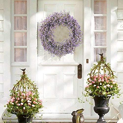 HUAESIN Corona Navidad Puerta Entrada Corona 40cm con Flores Gypsophila Artificial Pequeño Morada Planta Colgante Artificial para Navidad Puerta Entrada Pared Ventana Valla Balcon Cocina Baño Fiesta