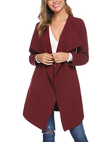 iClosam Gabardina para Mujer Chaqueta Fina con cinturón Gabardina Abrigo Outwear Señoras Cascada Cárdigan de Manga Larga