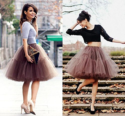 iMixCity Falda de Tul de Princesa de la Doble 50s de la Vendimia Traje de Falda de Disfraz Mujer Enagua Ballet Pettiskirt Vestido de Rockabilly con 6 Capas