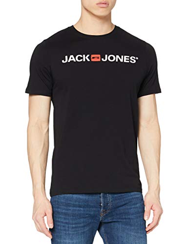 JACK & JONES SS Crew Neck - Camiseta Clásica para Hombre, color Negro, Grande