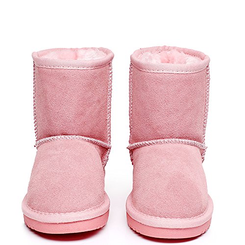 Jamron Clásico Mujer Muchachas Padre-Hijo Mitad de la Pantorrilla Ante Botas de Nieve Rosa SN1025 EU37