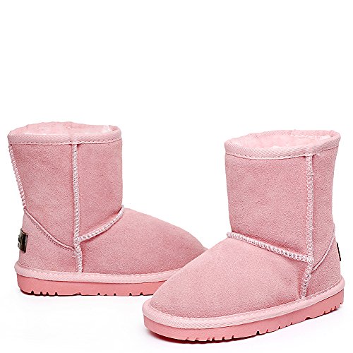 Jamron Clásico Mujer Muchachas Padre-Hijo Mitad de la Pantorrilla Ante Botas de Nieve Rosa SN1025 EU37