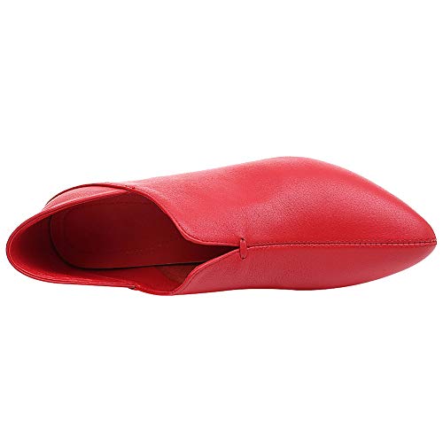 Jamron Mujer Minimalista Piel Suave Dedo del Pie Puntiagudo Tacón Medio Bloque Vestido Pumps Mulas Rojo SN02603 EU37