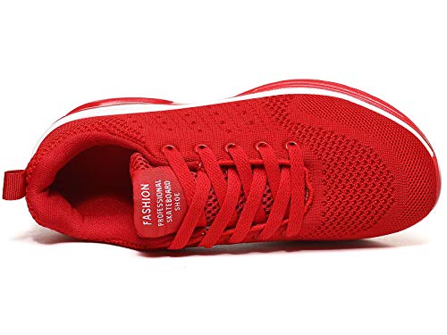 JIANKE Zapatillas Deportivas Mujer Zapatos de Ligero Cojín de Aire Transpirables Moda Running Fitness Caminar Rojo 42 EU