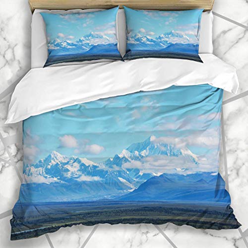 Juegos de fundas nórdicas Denali Mckinley con capa de hielo Pico más alto Desierto del Ártico Norte Alaska EE. UU. Parques naturales en microfibra suave al aire libre Dormitorio decorativo con 2 funda