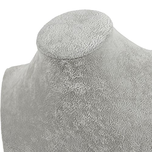 Juvale Busto de la joyería - Collar de Terciopelo Stand - Collar Independiente al por Menor maniquí Soporte de exhibición - Gris, 8 x 14 x 4,5 Pulgadas