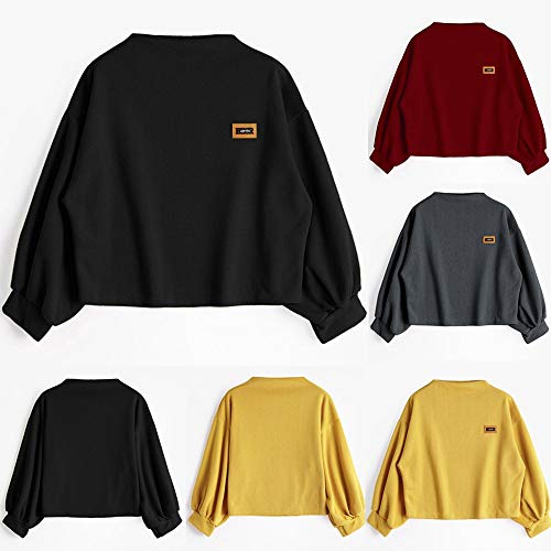 K-youth sudadera mujer Mujer Sudaderas Cortas, Tumblr Cortas Anchas 2018 Otoño Invierno Chicas Ropa Deportiva Moda Manga Larga Blusa Tops Baratos Hoodie Sweatshirt(Gris, M)