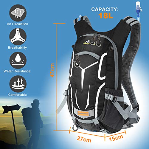 Keethem Mochila de Ciclismo 18L Impermeable para Excursionismo Ciclismo Alpinismo Senderismo Camping al Aire Libre con 2 mosquetones Gratis