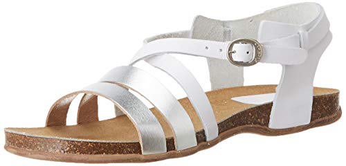 Kickers Anatomium, Sandalias de Punta Descubierta para Mujer, Blanco (Blanc Argent Metal 31), 36 EU