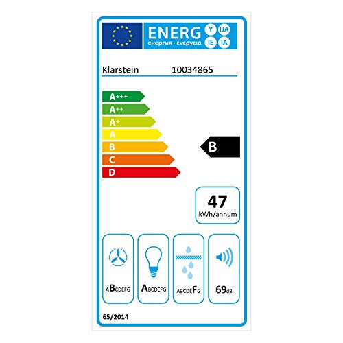 Klarstein Hektor Eco - Campana extractora, 52 cm, Encastrable, Extracción máx. de 566 m³/h, 200 W, 3 potencias, Temporizador, Control táctil, LEDs, Parte inferior de cristal, Acero inoxidable, Blanco