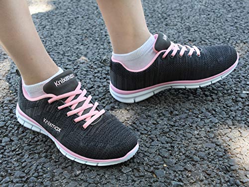 Knixmax-Zapatillas Deportivas para Mujer, Zapatillas de Running Fitness Sneakers Zapatos de Correr Aire Libre Deportes Casual Zapatillas Ligeras para Correr Transpirable, EU39 Negro Rose