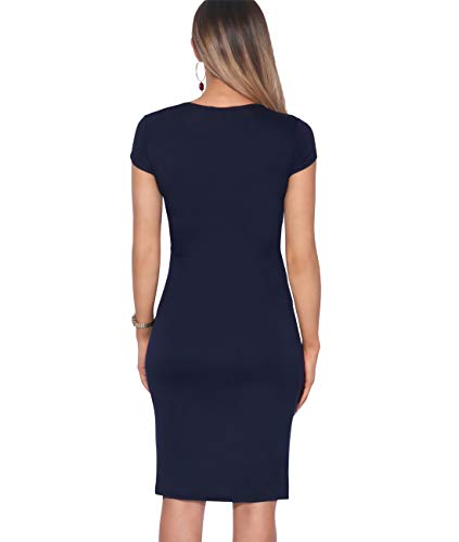 KRISP Vestido Moda Mujer Fruncido, Azul Marino (6678), 44, 6678-NVY-16