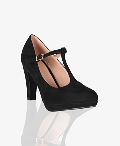 KRISP Zapatos Tacón Ancho Mujer Oferta Fiesta Salón Elegante Boda Básicos Plataforma Calzado Cómodo, Negro (3722), 36 EU (3 UK), 3722-BLK-3