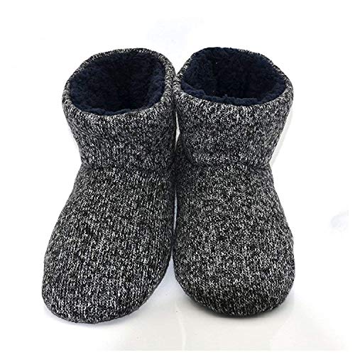 KuaiLu Zapatillas de Estar en Casa Hombre Cálido Invierno Interior Forro de Felpa Pantuflas Cerradas Espuma de Memoria Cómodo Antideslizante Botines