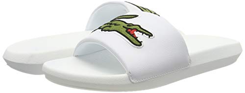 Lacoste Croco Slide 319 4 US CMA, Sandalias de Punta Descubierta Hombre, Blanco (White/Green), 42 EU