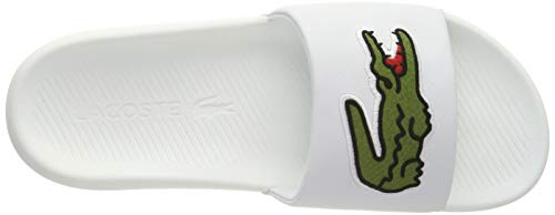 Lacoste Croco Slide 319 4 US CMA, Sandalias de Punta Descubierta Hombre, Blanco (White/Green), 43 EU