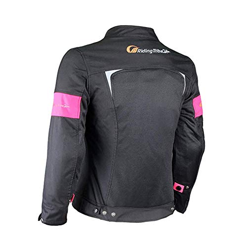 LALEO Mujeres Corte Ajustado Chaqueta de Moto, Impermeable Ajustable Mantener Caliente Resistente con Armours CE y Reflexivo Cuatro Estaciones Chaqueta para Motocicleta Rosa Negro,M