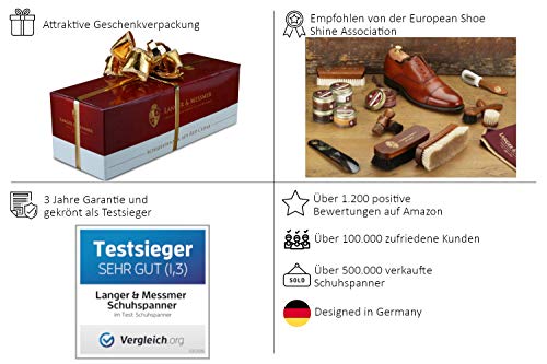 Langer & Messmer 3 pares de hormas de madera de cedro (para hombres y mujeres) - incluido calzador para viajes - tamaño UK 13/14 - EU 48-50 - ¡el original!