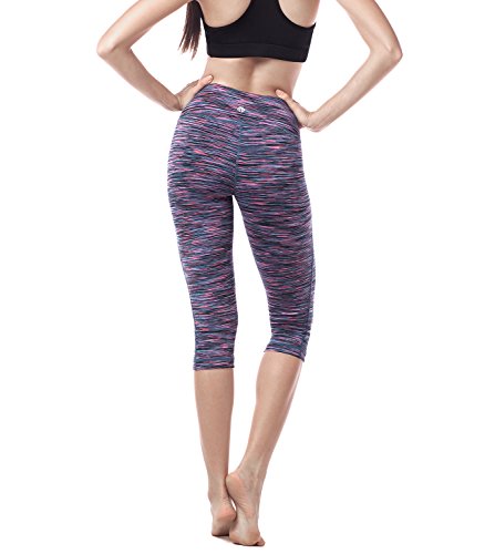 LAPASA Mallas Deportivas 3/4 Capris de Mujer (Leggings para Yoga, Pilates, Running) L02 (M/38 (Ci. 71-74, Ca. 98-100, La. 65), Authentic Purple)