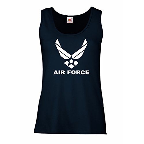 lepni.me Camisetas sin Mangas para Mujer United States Air Force (USAF) - U. S. Army, USA Armed Forces (XX-Large Azul Blanco)