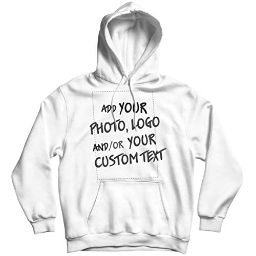 lepni.me Sudadera con Capucha Regalo Personalizado, Agregar Logotipo de la Compañía, Diseño Propio o Foto (Large Blanco Multicolor)