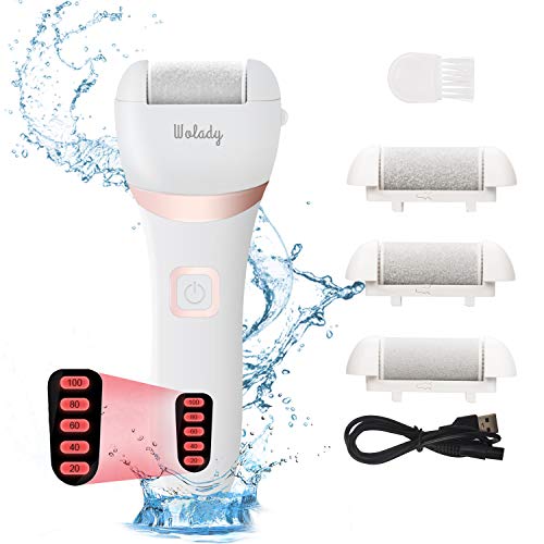 Lima Eléctrica Pedicura Eléctrico Lima Pies Profesional Recargable Wolady IPX7 Impermeable Eliminar Callos Pies Durezas Pedicura Pies Cuidado Lima 3 Recambios 5 Niveles Batería 1200MAH 2 Velocidades