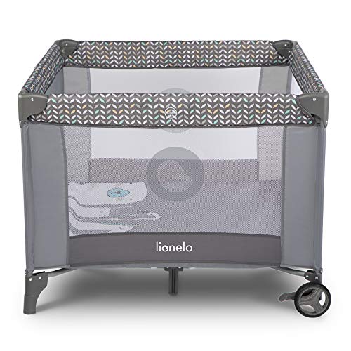 Lionelo Sofie Parque para bebés De viaje 100 x 100 x 76 cm Para niños de hasta 15 kg Perfecto en casa y de vacaciones Sistema de plegado seguro Bolsa incluida Gris