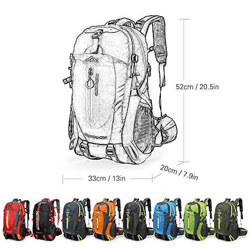 Lixada 40L Resistente al Agua Mochila, Portátil Mochila Trekking, Laptop Daypack, Durable Impermeable, para Escalada, Viajes, Actividades al Aire Libre (Negro)