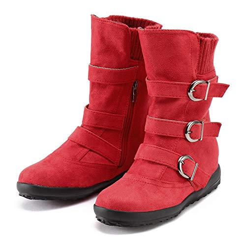 Logobeing Tacones Mujer Plataforma Zapatos Botines de Tacon Mujer Invierno Cómodo Moda 2018 Botas Altos Cuña Zapatos de Tacón Mujer-07153(39,Rojo)