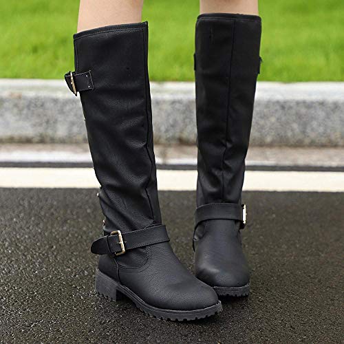 Logobeing Zapatos de Mujer Botines Botas Altas de Piel Romano de Mujer Botas Mujer Tacon Cordones Botas Largas Militar Tacones Mujer Calientes Seguridad Zapatillas(36,Negro)