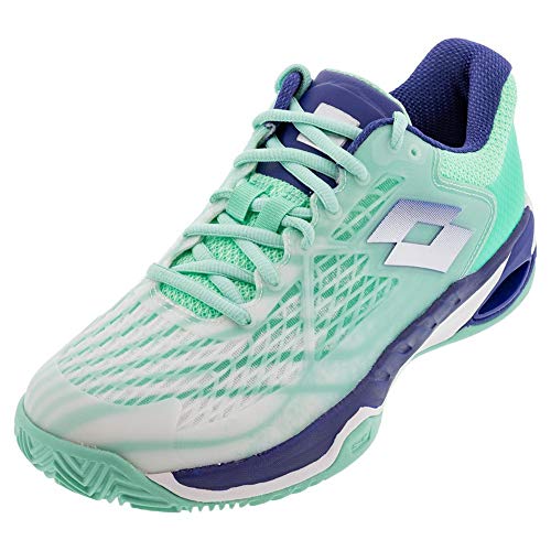 Lotto Mirage 100 Clay Damen Weiss (Numeric_40_Point_5), Zapatillas de Tenis Mujer, White Sodalite Blue Green, 40.5 EU