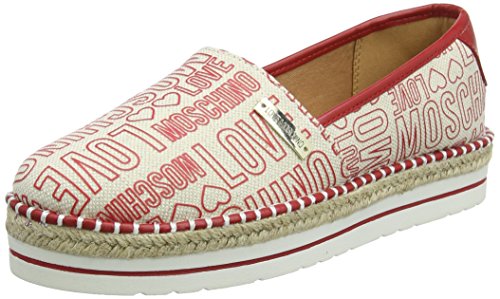 Love Moschino Scarpad.13447/35 Can.emb.RSS/vt.RSS, Mocasines para Mujer, Rojo (Red), 39 EU