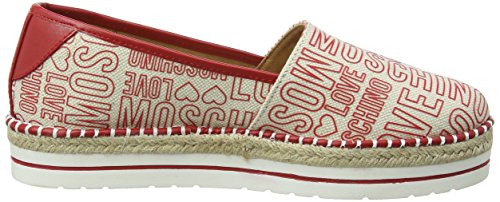 Love Moschino Scarpad.13447/35 Can.emb.RSS/vt.RSS, Mocasines para Mujer, Rojo (Red), 39 EU