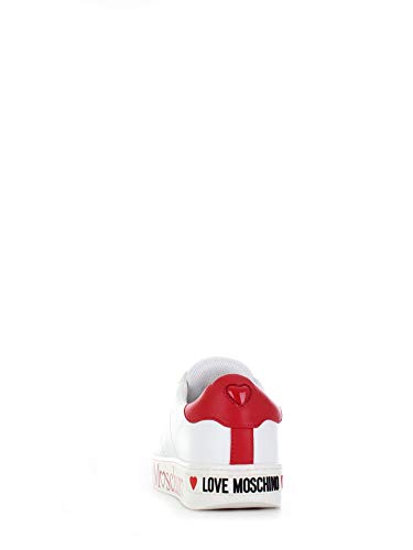 Love Moschino Scarpad.cassetta35 Vit.Bianco+Rosso, Zapatillas de Gimnasia Mujer, Multicolor (White Calf Red 10c), 38 EU