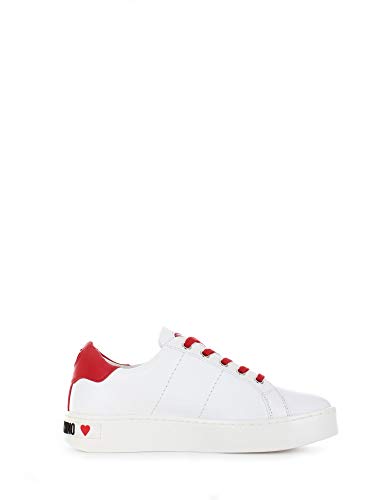 Love Moschino Scarpad.cassetta35 Vit.Bianco+Rosso, Zapatillas de Gimnasia Mujer, Multicolor (White Calf Red 10c), 38 EU