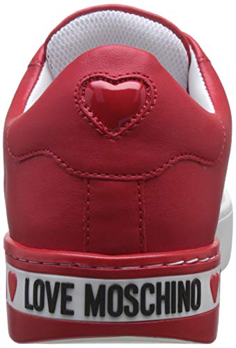 Love Moschino Scarpad.cassetta35 Vit.Bianco+Rosso, Zapatillas de Gimnasia Mujer, Multicolor (White Calf Red 10c), 40 EU