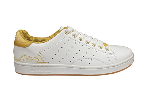 Luanvi FS Valencia - Zapatillas Fútbol sala, Unisex niños, Blanco Dorado, 35