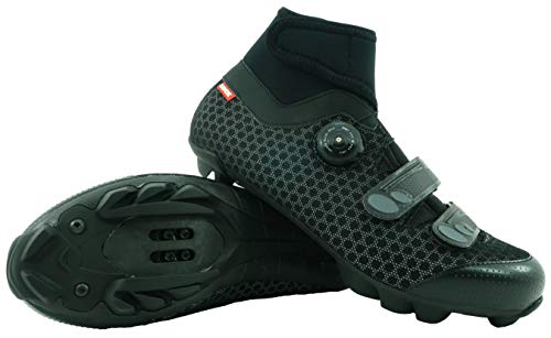 LUCK Zapatillas de Ciclismo para Invierno Winter MTB, con Suela de Carbono SHD, y Sistema rotativo de precisión acompañada de 2 velcros. (43 EU)