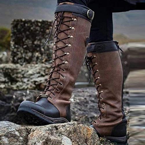 Luckycat Botas Altas para Mujer Equitación Muslo Invierno Biker Zapatos Moda Alto Pirata Botas con Cordones