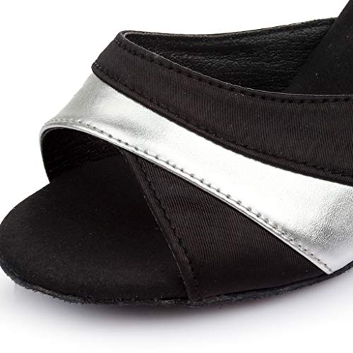 Luckycat Zapatos de tacón Alto de Baile de Salsa Latina para Mujer Rumba Zapatos de Baile de salón de Baile de vals de Vestir 7cm