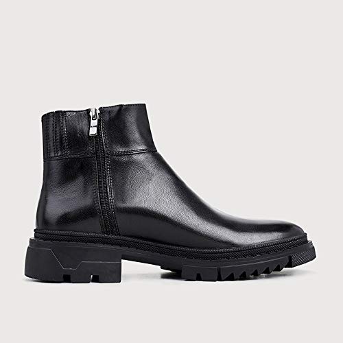 LUGMT Vintage for Hombre Europeo Slip-on cómodo de la Alta Ayuda de Cuero Genuino Chelsea Botas Zapatos de Vestir Formal Formales Zapatos de Ocio Herramientas del Tobillo Botas del mo