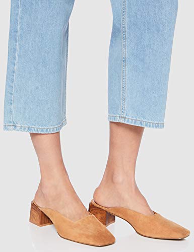 Marca Amazon - find. Close Toe Mule Zapatos de tacón con Punta Cerrada, marrón (Caramel), 38 EU