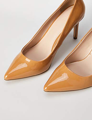 Marca Amazon - find. High Heel Point Court Zapatos de tacón con Punta Cerrada, Braun (Caramel (Nude), 40 EU