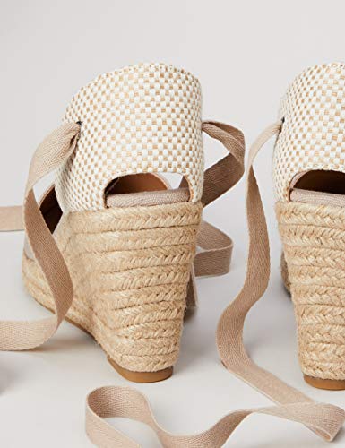 Marca Amazon - find. Wedge Close Toe Canvas Espadrille Sandalias con cuña Tipo Alpargatas, Beige (Beige), 40 EU