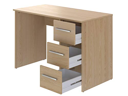 Marca Amazon - Movian Idro Modern - Escritorio con 3 cajones, 56 x 110 x 73,5 cm (Efecto Haya)