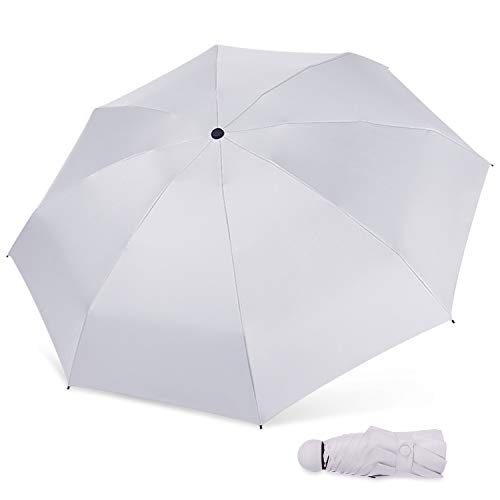 MARCELEN Mujer Mini Paraguas Pequeño del Sol Plegable para Mujeres Ultraligero Portátil Anti-UV Compacto Impermeable Ligero Viaje Paraguas Gris