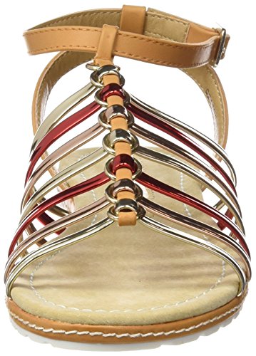 Mariamare Dalia, Sandalias Gladiator para Mujer, (Brush Cuero/Espejo Champagne/Oro Rosa/Espejo 2 Rojo), 38 EU