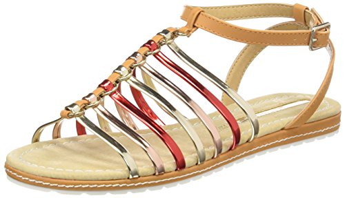 Mariamare Dalia, Sandalias Gladiator para Mujer, (Brush Cuero/Espejo Champagne/Oro Rosa/Espejo 2 Rojo), 38 EU