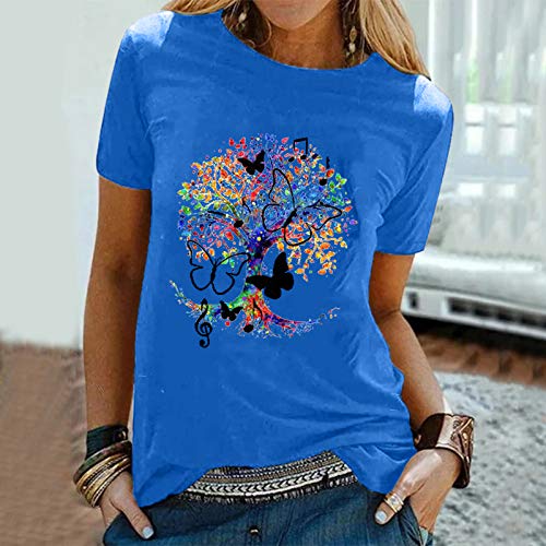 MEIbax Casual Camiseta para Mujer Camiseta Camisa Cuello Redondo Basica Holgada con Cuello en O de Manga Corta Impresión de Labios Sexy Mujer Talla Grande Camiseta Suelto Verano Tops T-Shirt