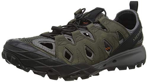 Merrell Choprock Leather Shandal, Zapatillas Impermeables para Hombre, Gris Grey, 44 EU